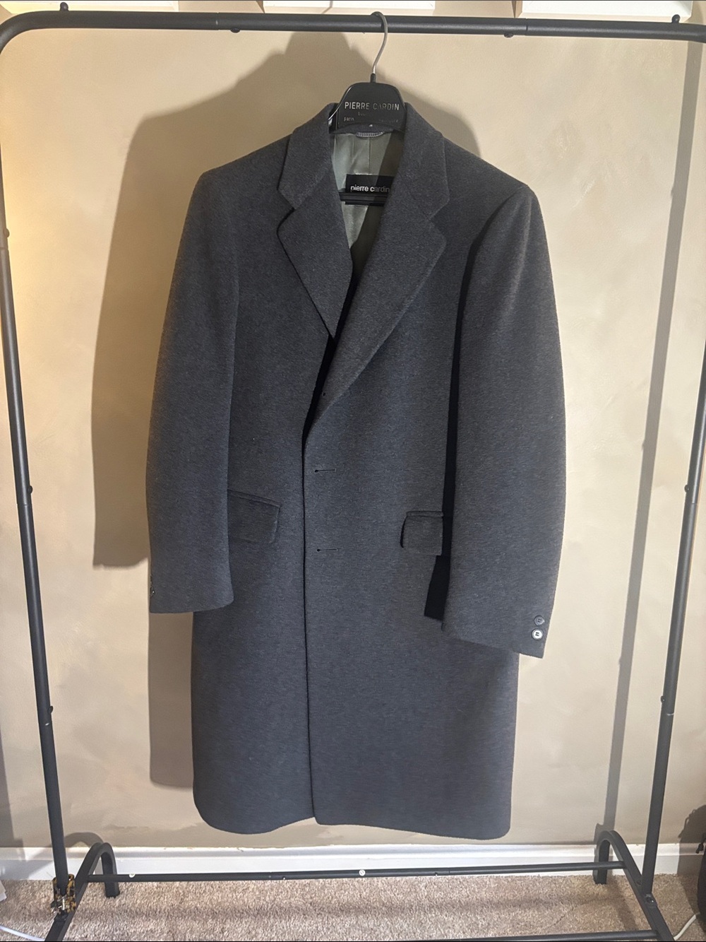 Pierre Cardin Men's Dark Charcoal Gray Pea Coat